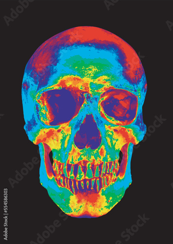 Thermal Skull vector art illustration digital print technology for design, T-shirt, poster, banner