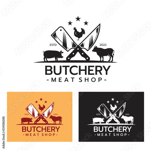 Fototapete Butcher shop logo design