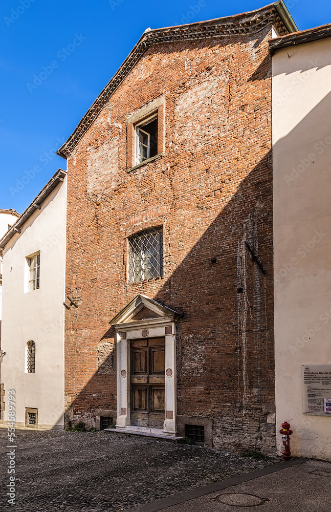 Lucca, Italy. Brick facade of an old church