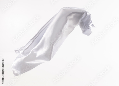 White silk flying on white background
