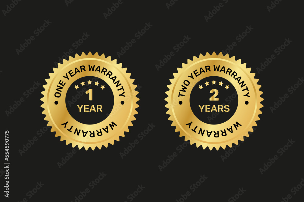 One year and Two years warranty black gold stamp One year and Two years warranty black gold stamp
