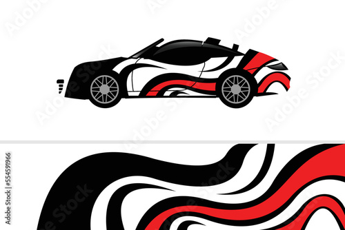 Car decal design vector. Graphic abstract stripe racing background kit designs for wrap vehicle, race car, rally, adventure and livery