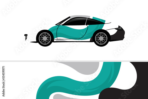 Car decal design vector. Graphic abstract stripe racing background kit designs for wrap vehicle  race car  rally  adventure and livery