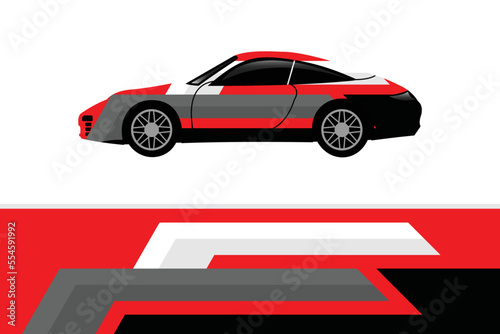 Car decal wrap design vector. Graphic abstract stripe racing background kit designs for vehicle  race car  rally  adventure and livery