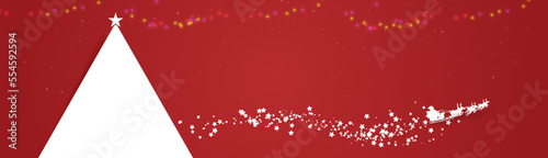 Merry Christmas. White Santa Claus Driving in a Sleigh with Christmas trees. Vector illustration