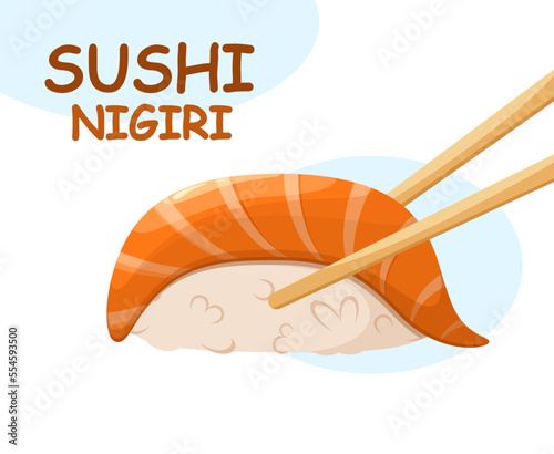 Sushi nigiri with salmon. Japanese cuisine.
