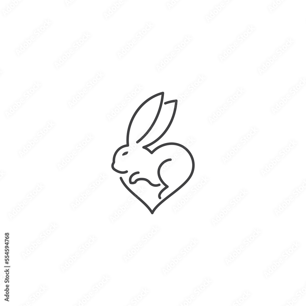 Love rabbit. Vector logo icon template