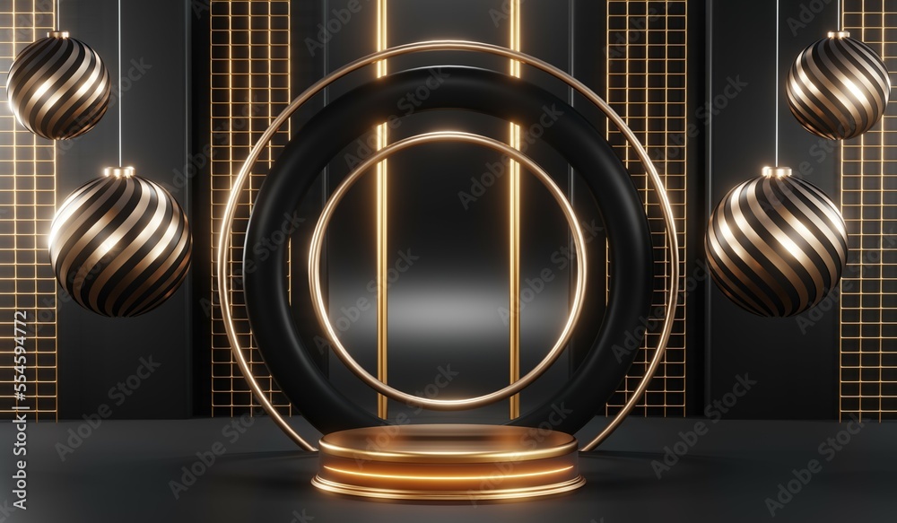 3D rendering of blank product background for cream cosmetics Modern black podium background 3D rendering of blank product background for cream cosmetics Modern black podium background