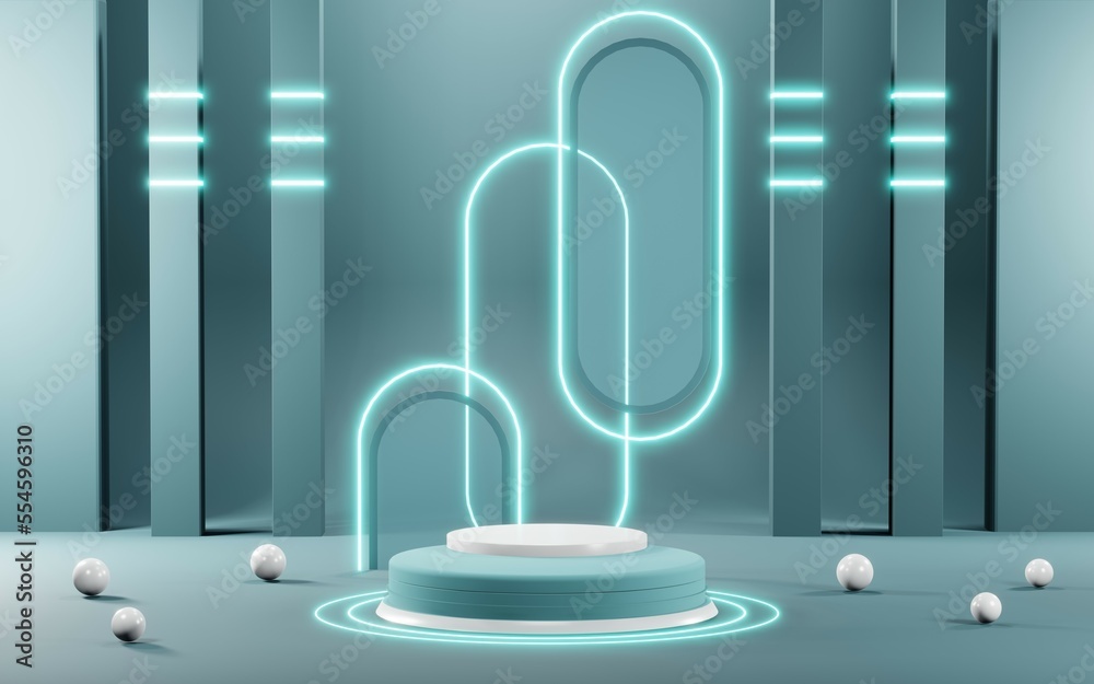 3D render of Podium background in blue tones for displaying cream products. cosmetics 3D render of Podium background in blue tones for displaying cream products. cosmetics