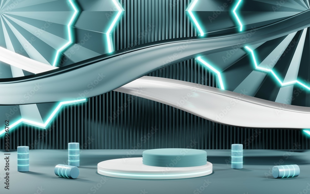 3D render of Podium background in blue tones for displaying cream products. cosmetics 3D render of Podium background in blue tones for displaying cream products. cosmetics
