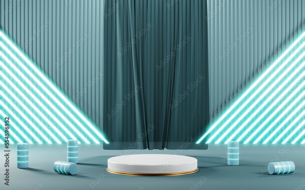 3D render of Podium background in blue tones for displaying cream products. cosmetics 3D render of Podium background in blue tones for displaying cream products. cosmetics