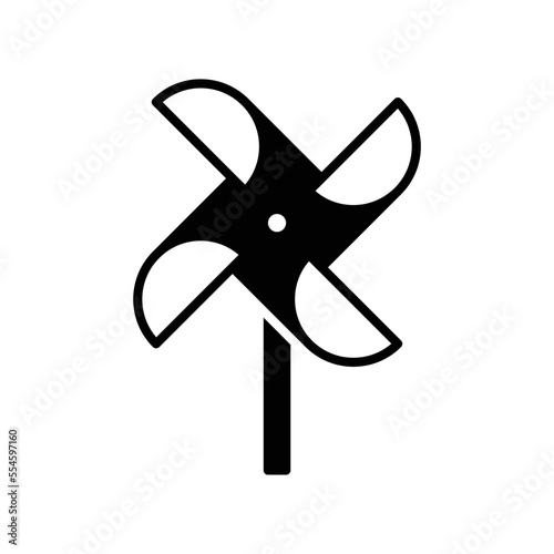 Icon of paper windmill propeler with stick photo