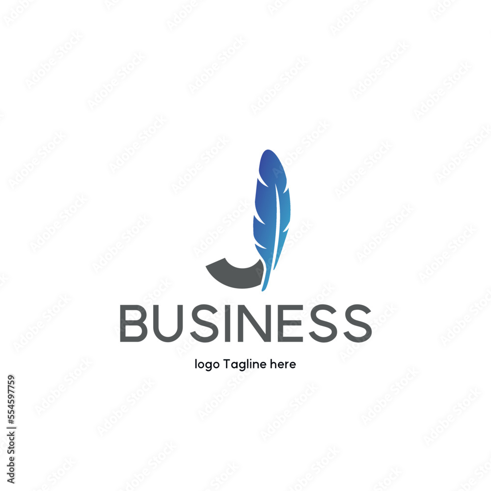 J Letter Feather Typographic Letters Logo Design Template J Letter Feather Typographic Letters Logo Design Template