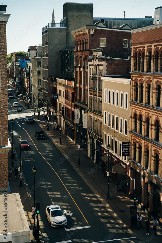 HALIFAX, NS, CANADA MAY 2022 Historic Buildings on street in