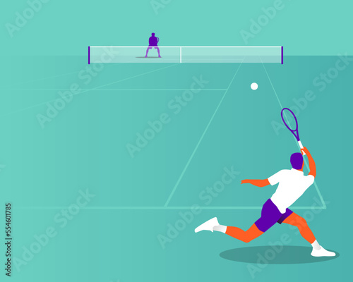 Young man playing tennis on court