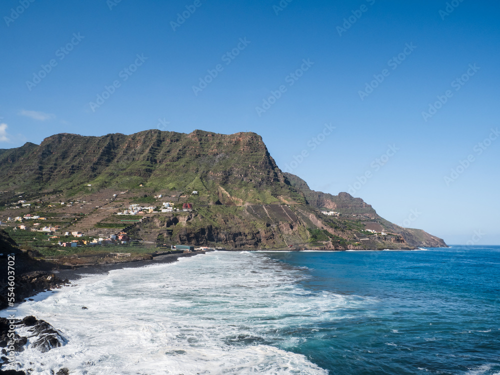 Landscape of Hermigua beach in La Gomera, travel destination in the Canary Islands