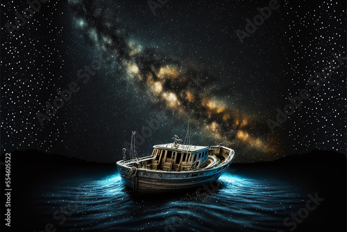 Fishing Boat Under the Stars