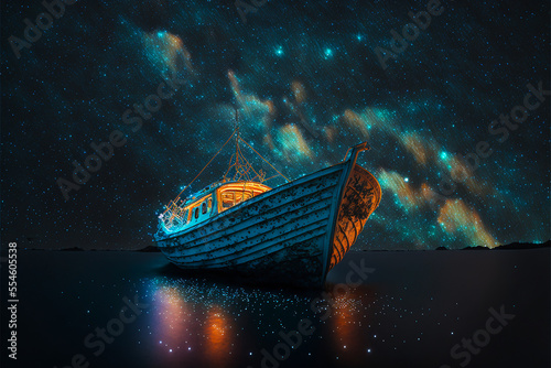 Fishing Boat Under the Stars © Fernando