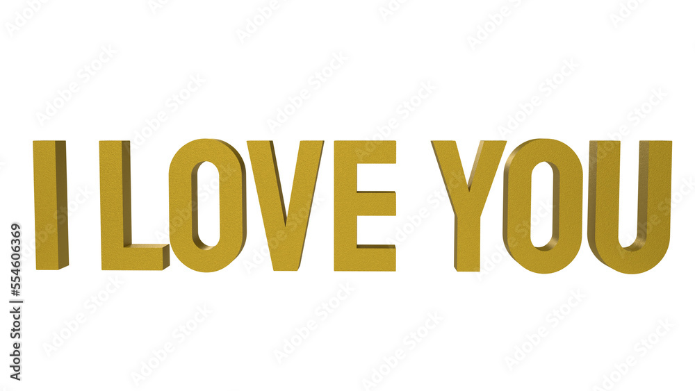 Gold I love you text png image