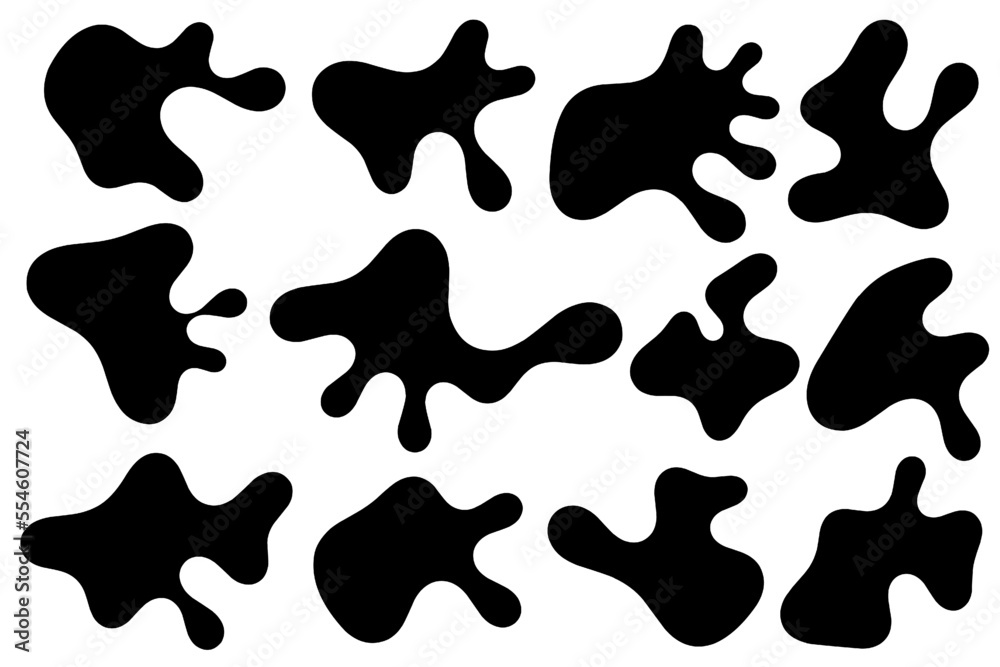 Big set of abstract liquid forms and fluid shapes, blobs element, black abstract blobs, irregular shapes, black ink, melted fluid shapes. Big set of abstract liquid forms and fluid shapes, blobs element, black abstract blobs, irregular shapes, black ink, melted fluid shapes.