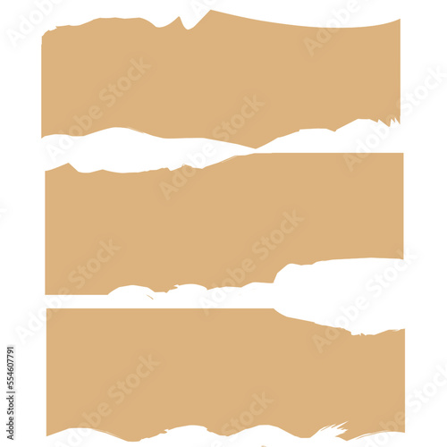 Ripped paper strips collection. Realistic paper scraps with torn edges. Sticky notes, shreds of notebook pages. Vector illustration.