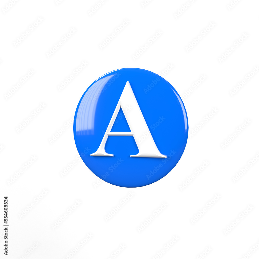 A in 3D embossed circle A in 3D embossed circle
