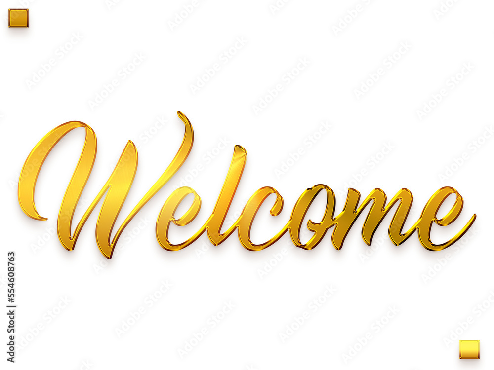 Welcome Text in Transparent PNG Typography Glowing Golden Text Stock ...