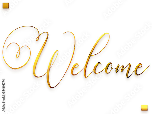 Welcome Text in Transparent PNG Stylish Cursive Typography Glowing Golden Text