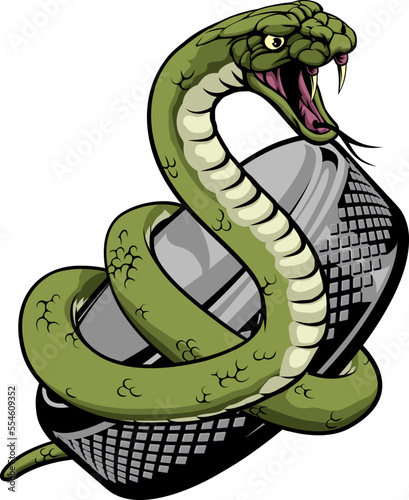A snake ice hockey team cartoon animal sports mascot