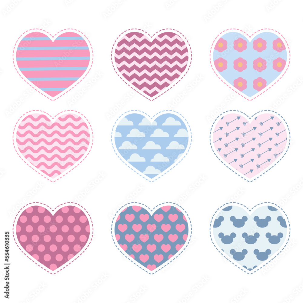 vector set of valentines hearts