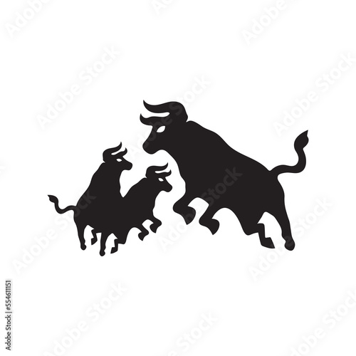 Bull animal logo template design . icon logo . silhouette logo 
