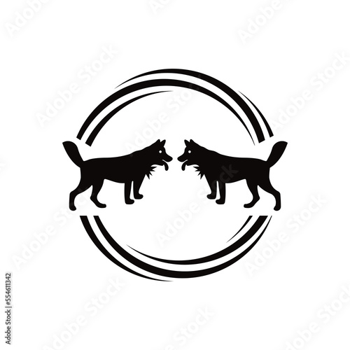 Circle dog animal vector logo design . icon logo . silhouette logo 