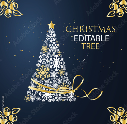 Christmas decorative white and golden tree design