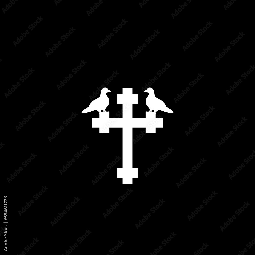 Obraz premium Christian cross icon isolated on dark background