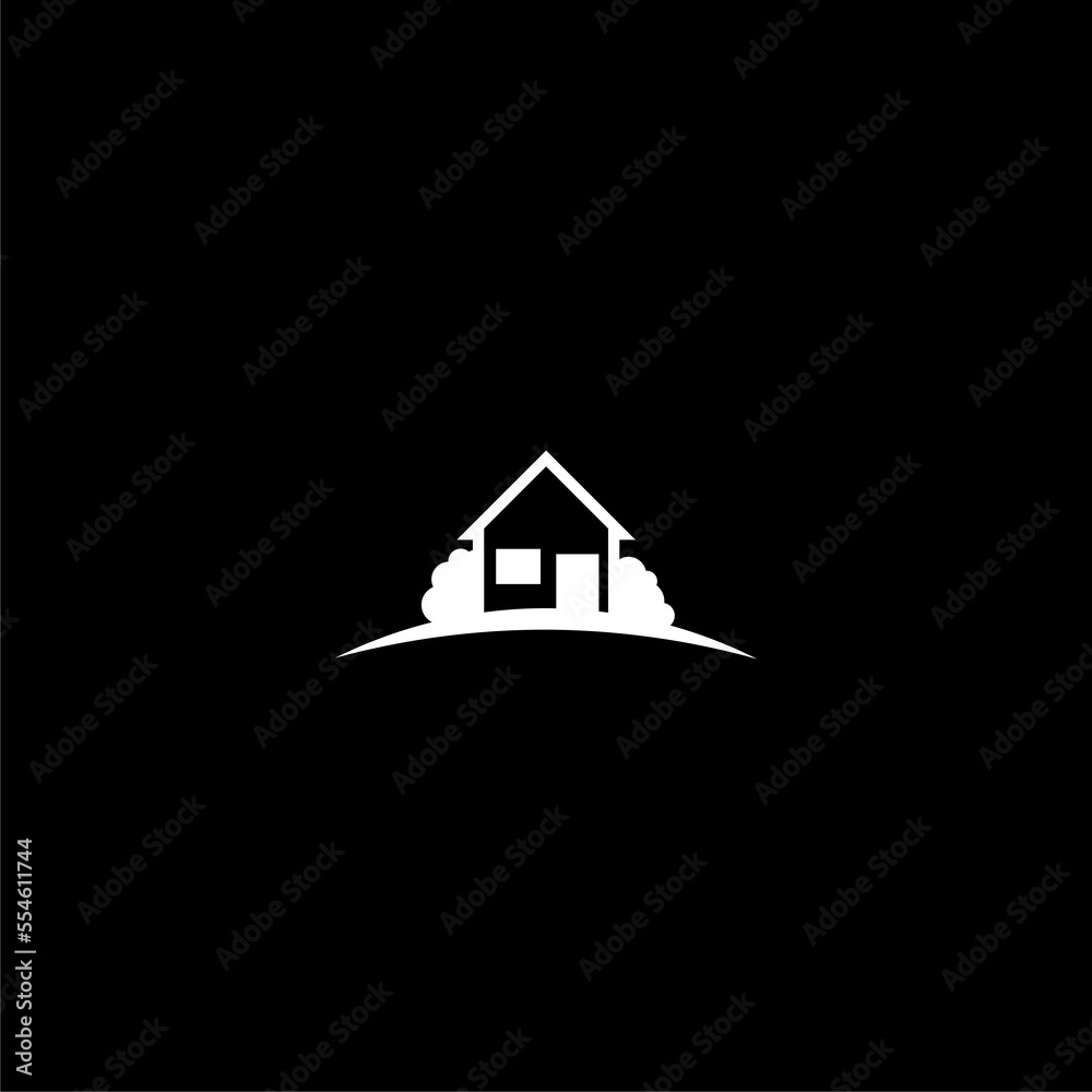 House abstract real estate logo icon isolated on dark background House abstract real estate logo icon isolated on dark background