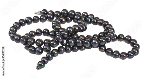 Closeup of a black pearl necklace