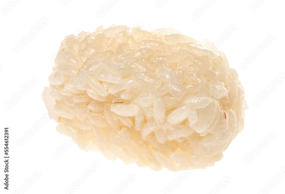 The boiled Chinese rice on a white background The boiled Chinese rice on a white background