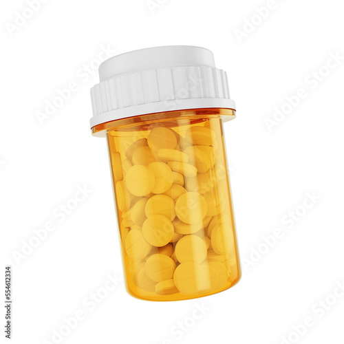 prescription container. orange pill bottle isolated. 3d illustration PNG file