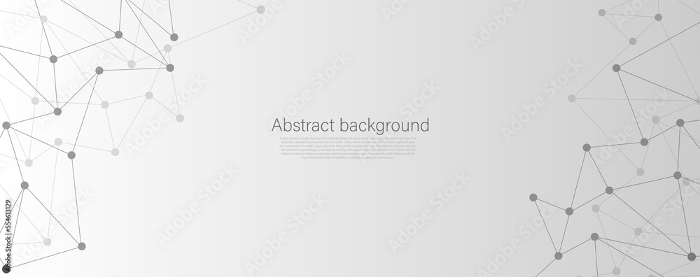Design black and white abstract polygonal background and connecting dots and lines global network connection with copy space for your text.