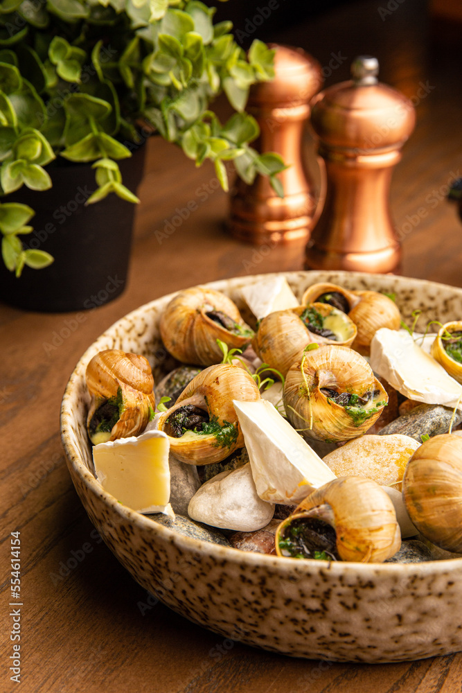 Snails with garlic butter and cheese