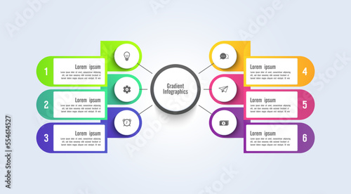 Gradient design circular infographic business with 6 step 