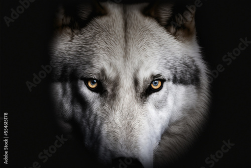 Close up on a white wolf eyes on black © erika8213
