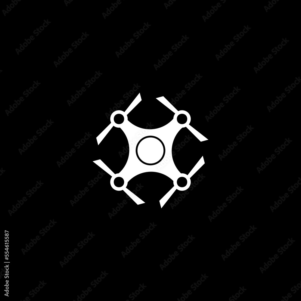 Drone logo icon isolated on dark background Drone logo icon isolated on dark background