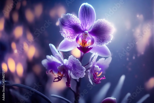 Beautiful orchids  abstract floral design for prints  postcards or wallpaper. AI