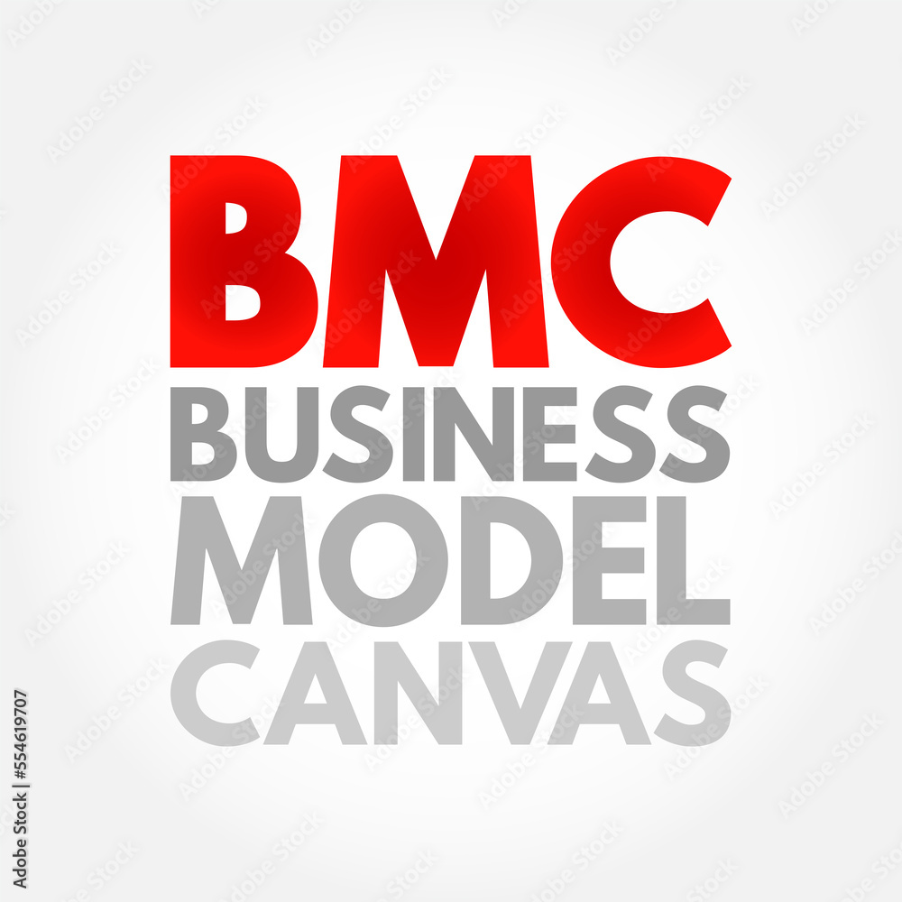 BMC Business Model Canvas - strategic management template used for developing new business models and documenting existing ones, acronym text concept background BMC Business Model Canvas - strategic management template used for developing new business models and documenting existing ones, acronym text concept background