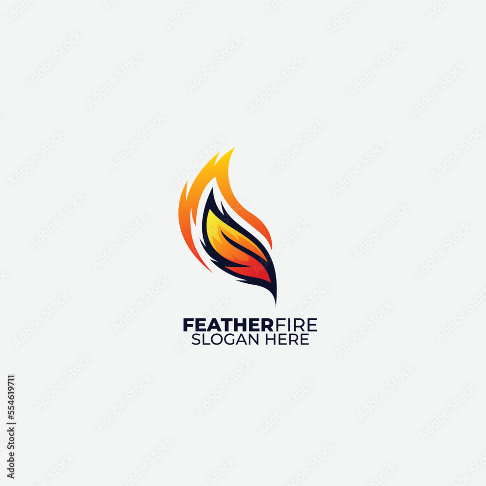 feather fire logo design color gradient