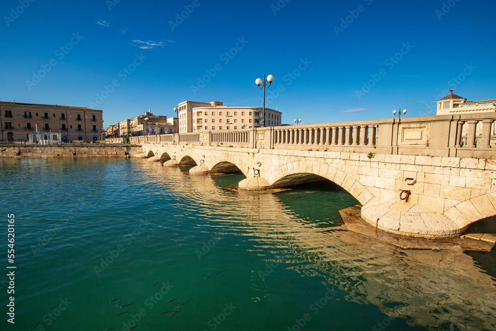 View of Umberto I bridge in Syracuse Sicily. Italy