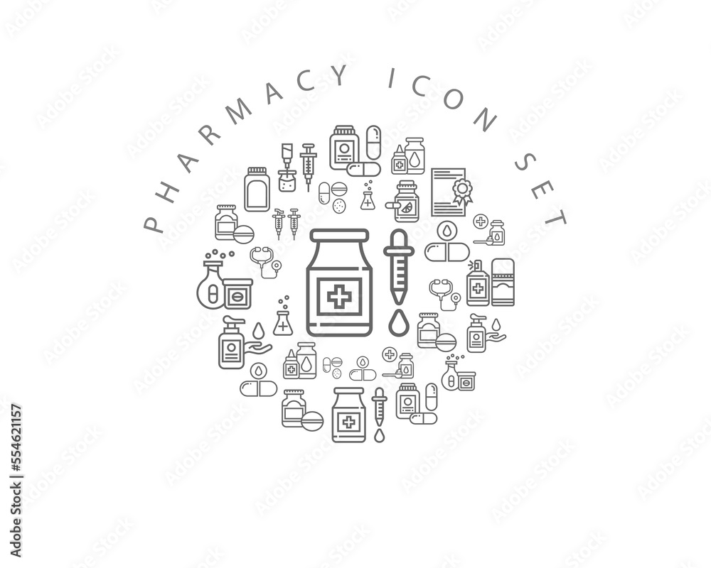 Vector pharmacy icon set Vector pharmacy icon set