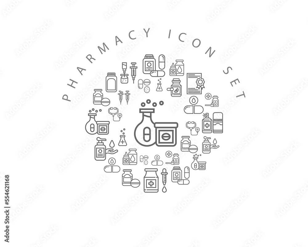 Vector pharmacy icon set 