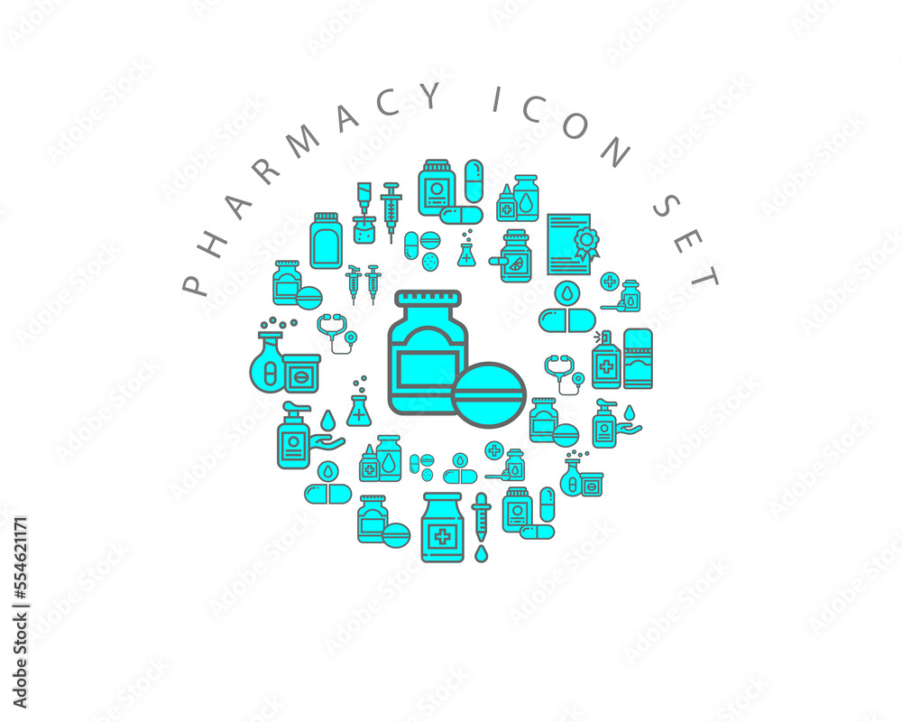 Vector pharmacy icon set Vector pharmacy icon set